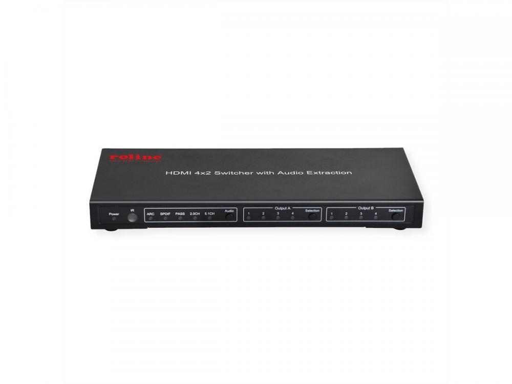3161800 Secomp ROLINE 4K HDMI Matrix Switch, 4 x 2, mit Fernbedienung (14.01.357