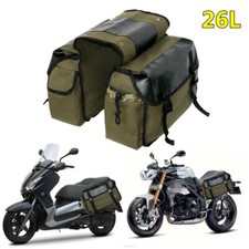26L Waterproof Canvas Motorcycle Rear Back Seat Storage Saddle Bag Side Pouch 