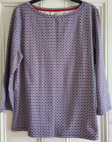Damen Nagelneu!! Talbots Baumwollmischung Stretch Azteken Langarm Top Größe Large