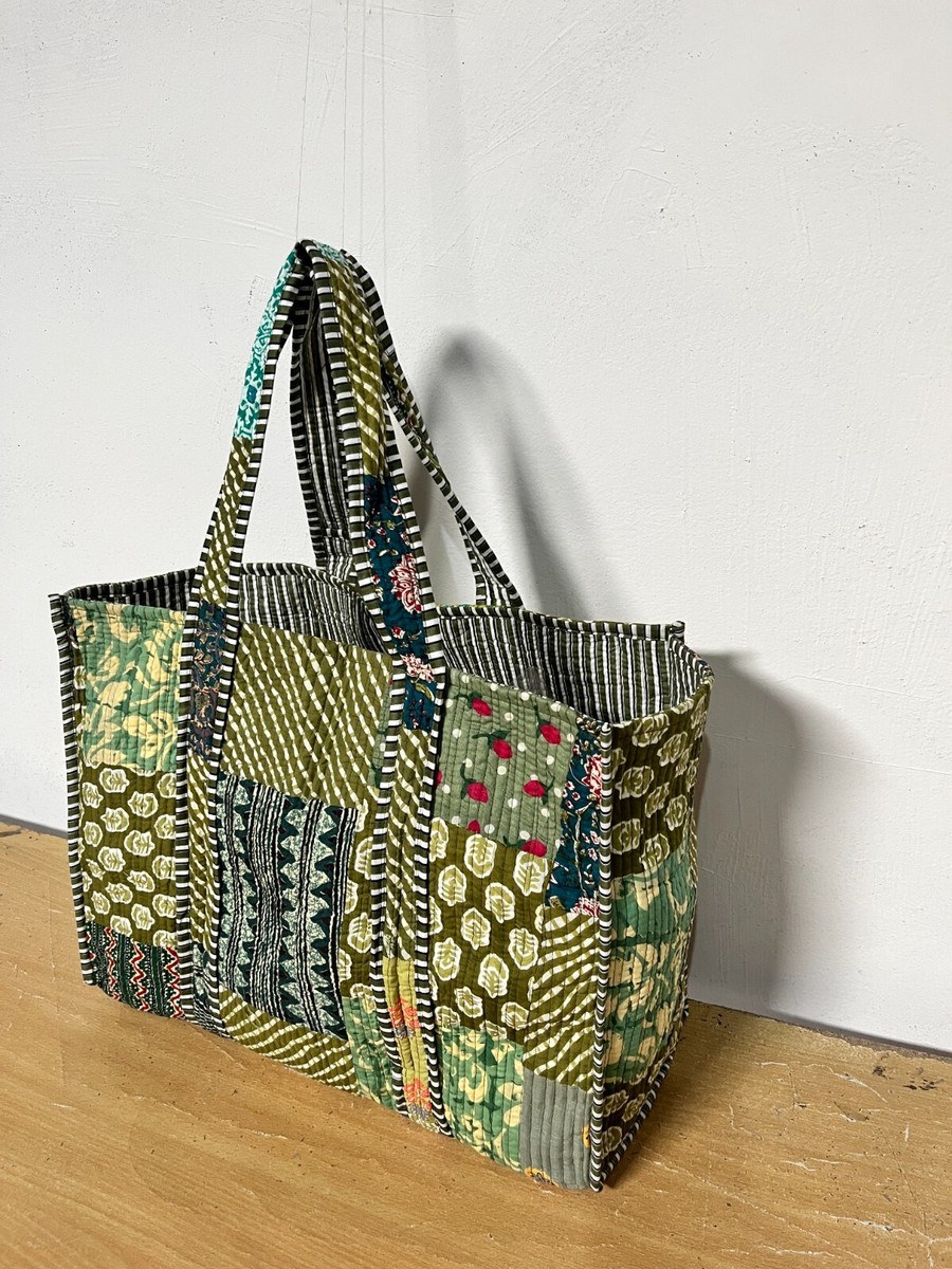 Indian Green Patchwork Quilted Shoulder Bag Women's Beach 100