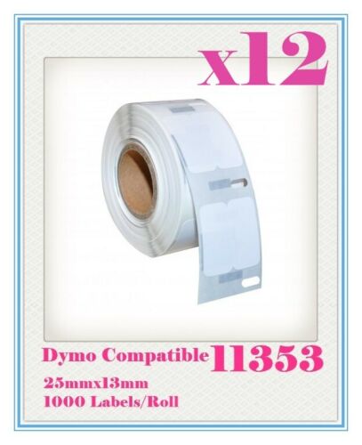 12 x Rolls of Quality 11353 label 25mm x 13mm/1000 Per Roll for Dymo labelWriter - Picture 1 of 1