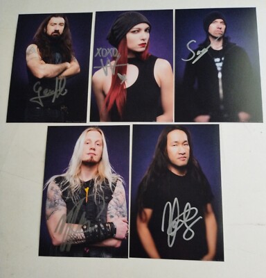 DRAGONFORCE SIGNED Warp Speed Warriors PHOTO 5 MEMBERS 4X6 PHOTO CD LP COA