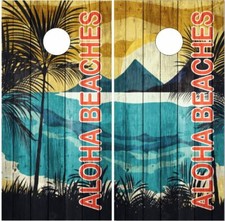 Beach Paradise Aloha Beaches Cornhole Wrap Bag Toss Skin Decal Sticker Wraps