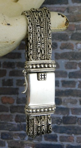 Silpada 925 Sterling Silver Multi Strand Byzantine & Wheat Link Chain Bracelet - Picture 3 of 7