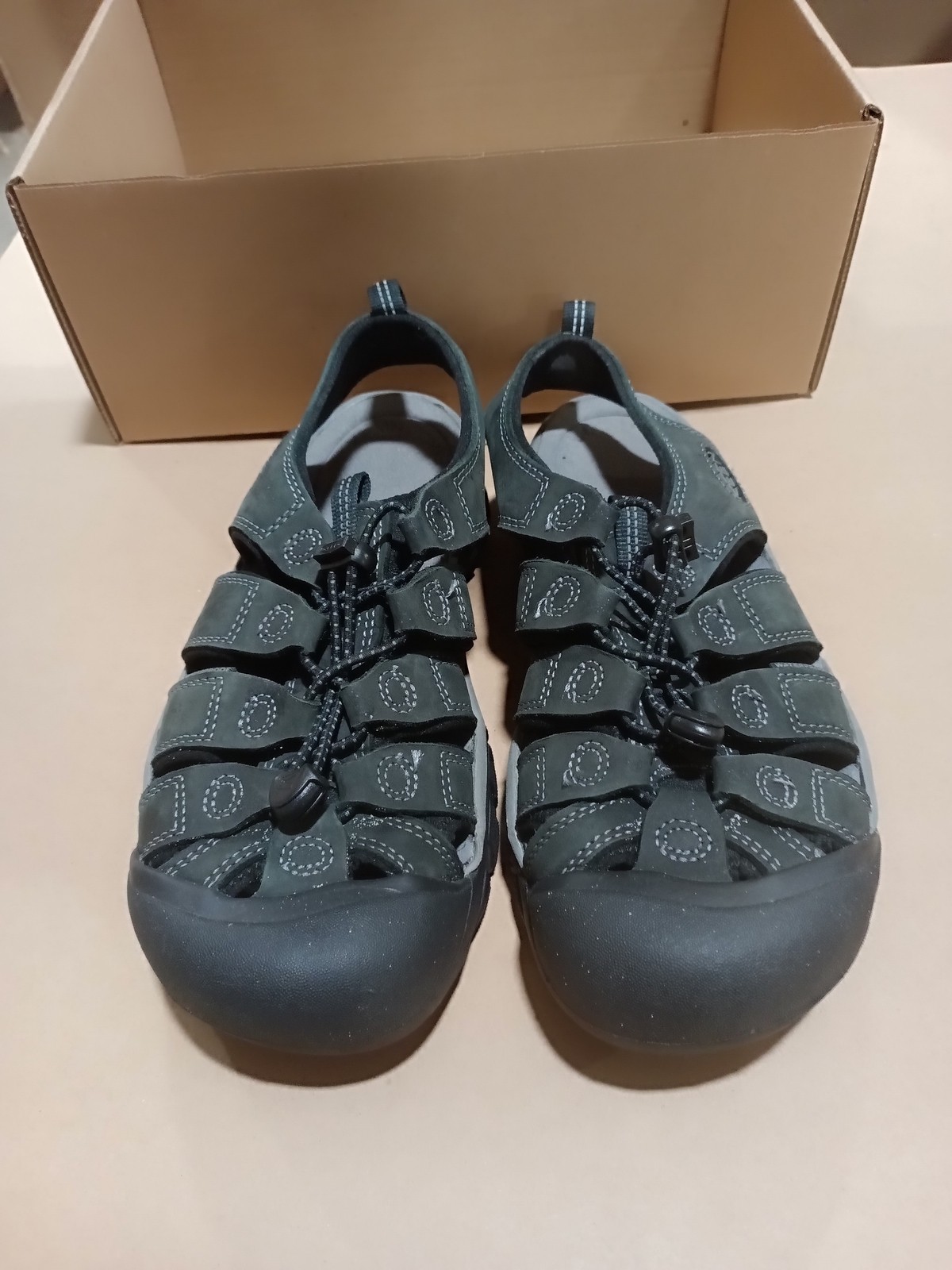 Usati come nuovi_Sandali uomo Keen Newport punta chiusa in pelle 9_nero acciaio