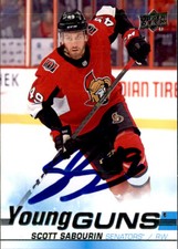 Scott Sabourin Signed Auto 2019-20 Upper Deck Young Guns card Ottawa Senators