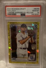 Asa Lacey 1st 2020 Bowman Chrome sapphire yellow 99 RC PSA 10 GEM MINT