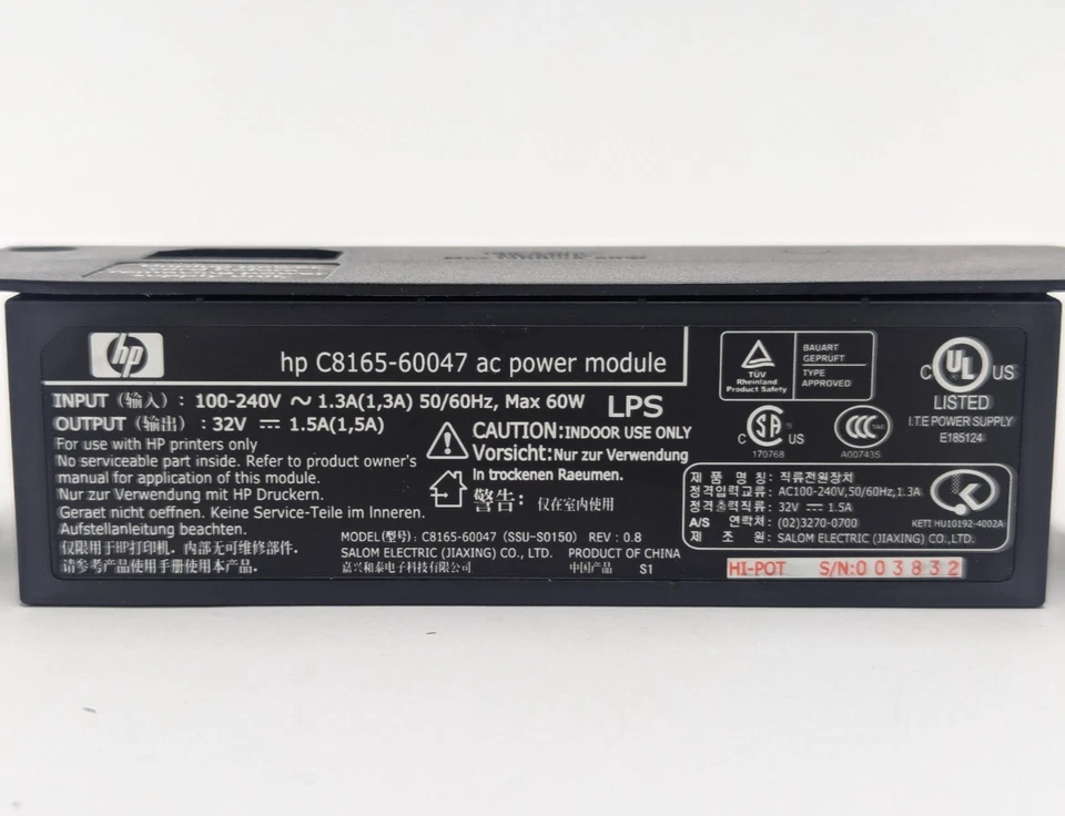 Unidad de fuente de alimentación HP Deskjet 9800 totalmente probada buena C8165-60047 60W Foto 2 de 3