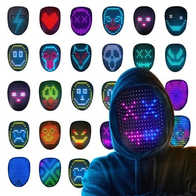LED Light-Up Mask with Gesture Control & Voice Changer - Halloween Costume, Cosp