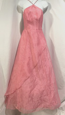 BLONDIE NITES Pink Sparkle Halter Prom Dress Formal Gown Layered Tulle Size 3