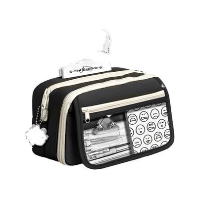 Spacious Canvas Pencil Pouch Pen Case Bag For School Students And Office Use
