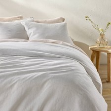 Full/Queen Linen Duvet Set Light Gray - Casaluna