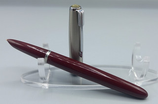 Vintage English Parker 51 MkII Burgundy Lustraloy Cap CP Trim 14k Nib VGC GWO