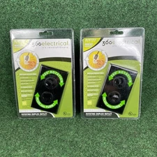 360 Electrical Rotating Dual Duplex Outlet Black 360Degree Rotation 2 Pack NOS