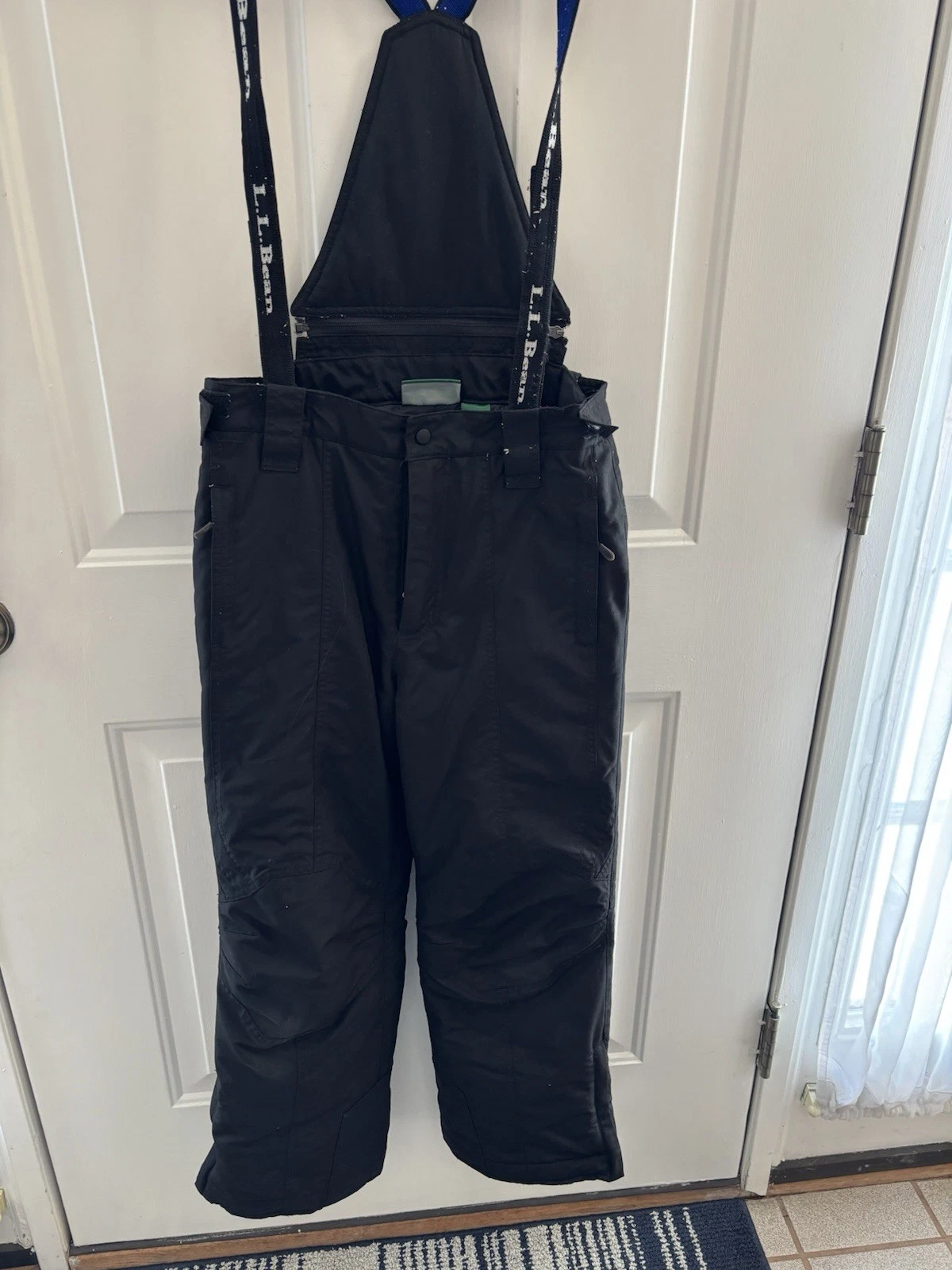 L.L. Bean Snow Bib Pants Black Youth Size 12 Nylon Polyester Winter Skiing