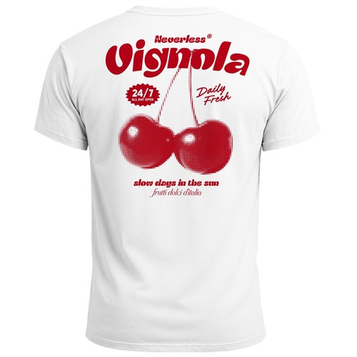 Herren T-Shirt Backprint Kirsche Cherry Retro Design Printshirt Früchte Sommer - Bild 3 von 3