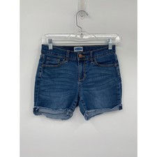 Old Navy Midi Frayed Dark Wash Denim Shorts Girls's 12