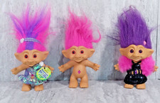 3 Vintage 1998 Treasure Trolls with Belly Gems 1998 GTI LCD 4" Tall
