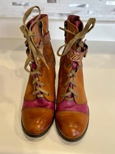 L'artiste Spring Step Women’s Brown/Multicolor Boots w/zip Size US 9.5 BoHo/Art