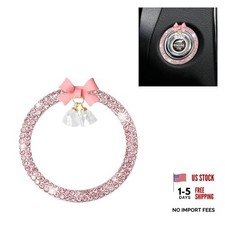 Bling Diamond Car Engine Start Stop Button Decoration Ring, Crystal Pink