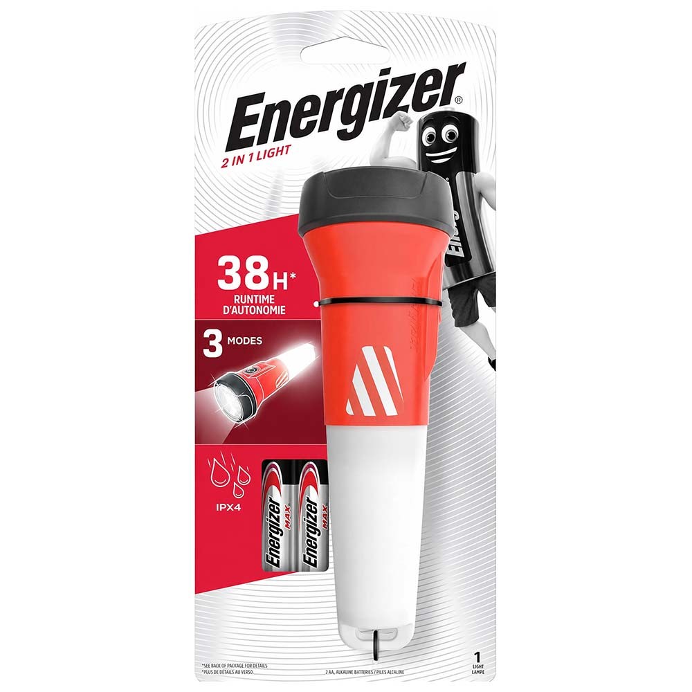 Energizer LED Flashlight 2-in-1 IPX4 90lm Battery Powered 2 X Aa Battery