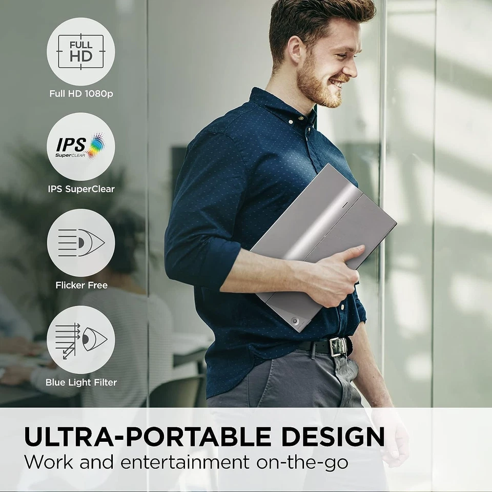 ViewSonic VG1655 15.6" 1080p Portable Monitor IPS - Silver - Image 2 of 4