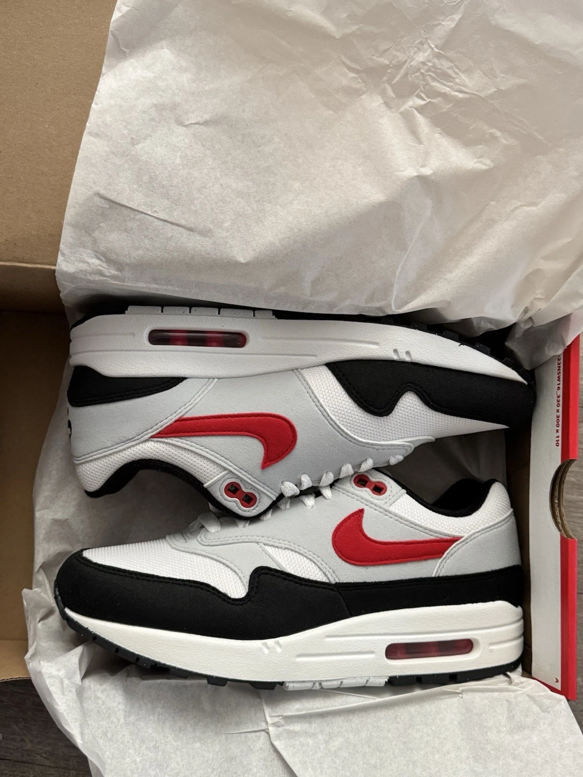 Nike Air Max 1 rosso nero bianco nuove con scatola taglia 6
