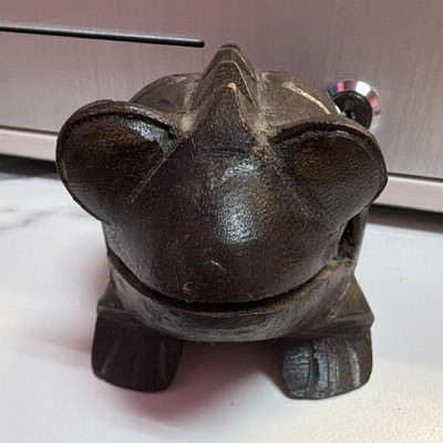 Hand Carved Wooden Frog Figurine - Frog Reptile Species Wood Material