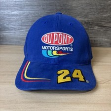Vintage DuPont Motorsports Hat Cap Strap Back Blue NASCAR Racing Mens 90s