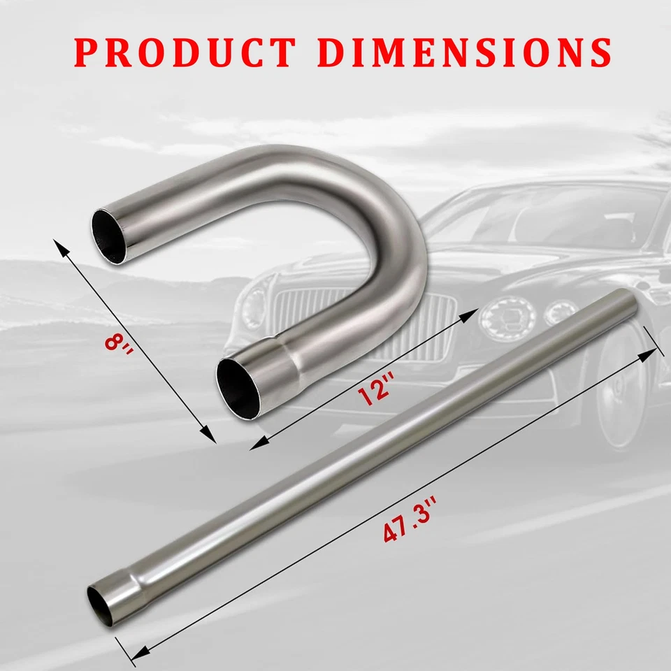 For Nissan Datsun 620 8X 2.5" Exhaust Pipe Mandrel Straight Bend Stainless Steel - Image 2 of 4