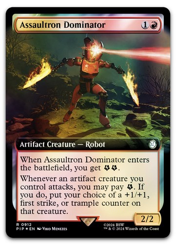 Assaultron Dominator Extended Art Surge Foil #0912 Fallout MTG