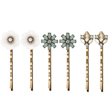 6 Pack Vintage Bobby Pin Hairpin Rhinestone Jeweled Elegant Unique For Hair D...