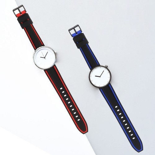 Silicone Watch Bands 20mm Soft Watch Bands with Frosted Buckle, Black Turquoise - Zdjęcie 6 z 6