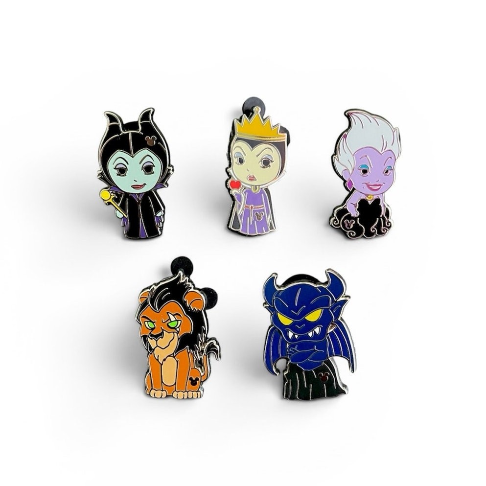 Hidden Disney WDW Villains Mystery Pin Set 2024 5pc Pin Set! Maleficent Ursula