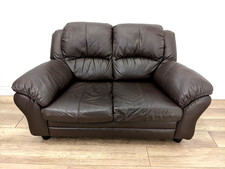 SOFA 2 Seater Chocolate Brown Faux Leather Zip-Cushions Padded Arm FREE DELIVERY