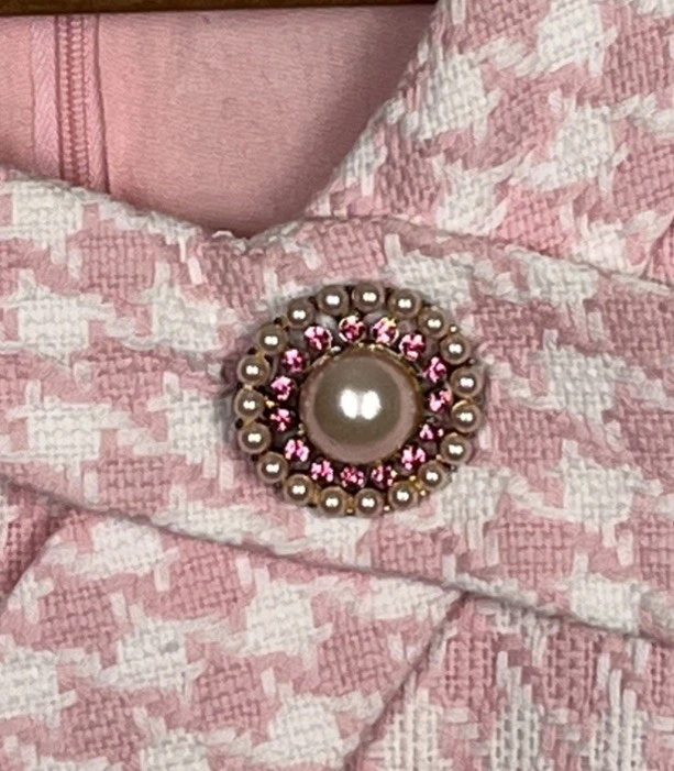 Vestido Rosa Pata de Gallo Estilo Vintage Años 50 60 Alta Costura Retro Elle Legalmente Barbie Foto 3 de 4