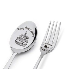 Happy 85th Birthday Spoon Fork Gifts Engraved Spoon Fork Personalized Birthda...