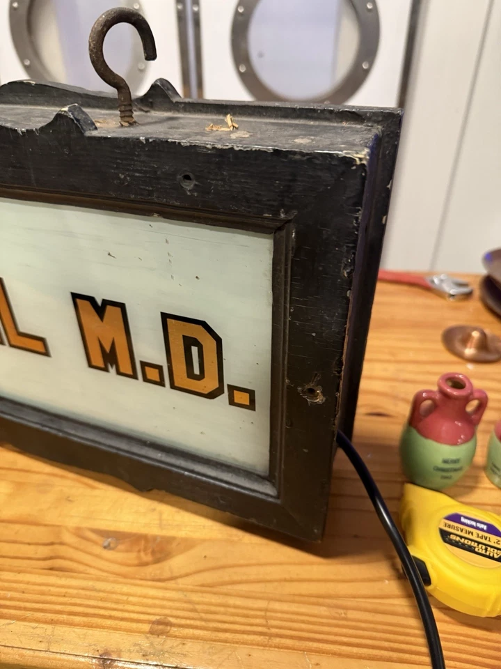 Vintage Doctor Sign Light Up Trade 1910s Advertising Country Primitive Folk Art - Image 3 of 4