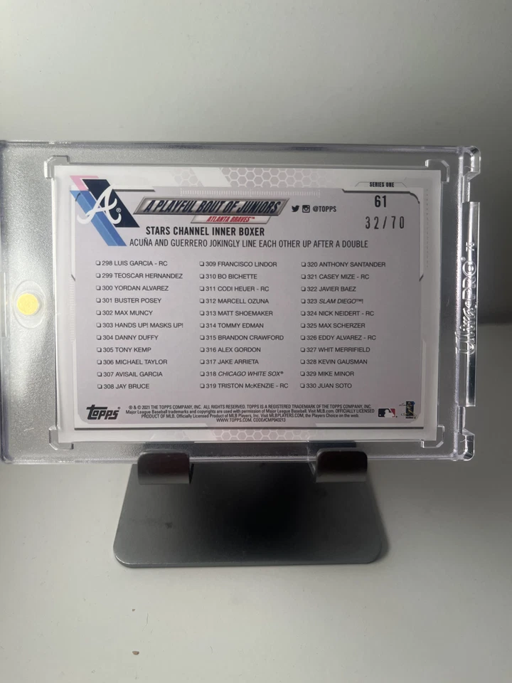 2021 Topps #61 A Playful Bout of Juniors CL SN70 Black Acuna Guerrero - Image 2 of 2