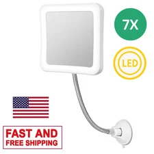 7X LED Magnifying Makeup Mirror for Bathroom Mirror, Gooseneck + Suction Cup