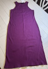 Who What Wear NWT Ribbed Sleeveless Plum Bodycon Midi Dress Side Slit Boho Sz L