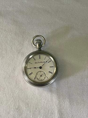 Antique ELGIN Grade 215, 18s, Model 5 , 7j, USA, Keystone Pull Case, Running