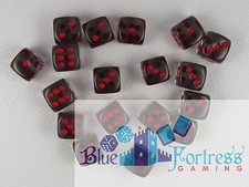 CHESSEX translucent 12mm SET OF 18 D6 SMOKE-RED DICE MTG WoW WARHAMMER
