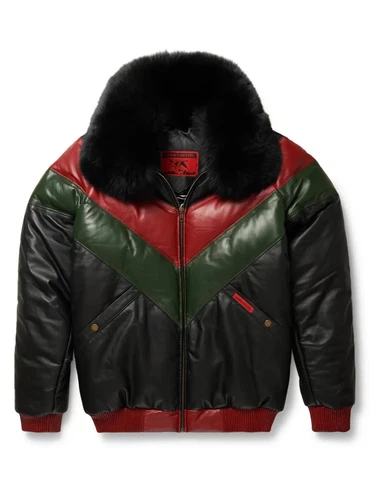 Brand New Men's V-Vomber Lamb Skin Leather & Goose Down Jacket With Real Fox Fur - product listing photo