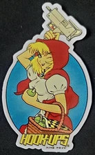 HOOK UPS STICKER "LITTLE RED RIDING HOOD UZI" 2 7/8 X 4 3/4" GLOSSY 