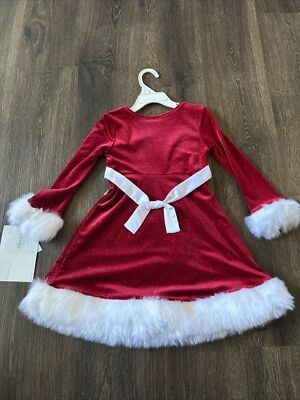 red velvet dress with white fur trim DecSea Wancir Toddler Baby Girl Christmas Dress Santa Claus Red Velvet Dress Long Sleeve Furry Princess V-neck hooded dress, Infant Girl's, Size: 2T