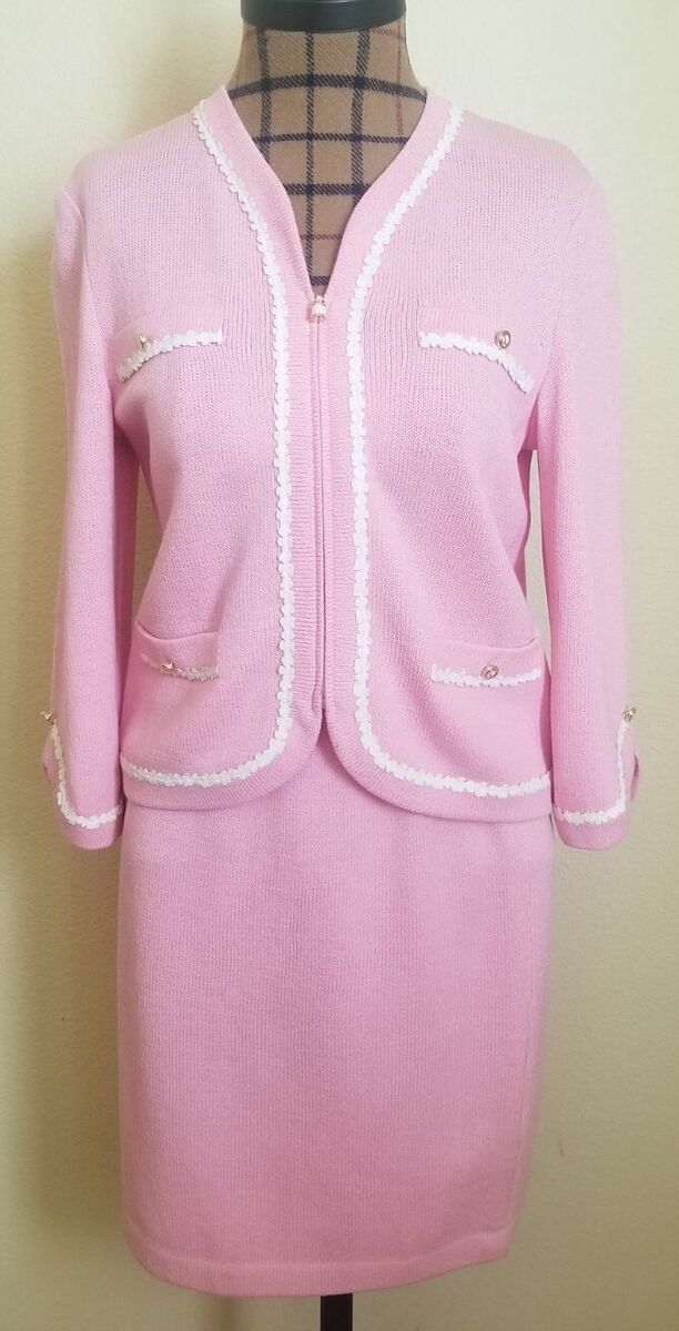 ST. JOHN Collection Marie Gray Women Pink Knit Zip Jacket ST. JOHN Collection Marie Gray Women Pink Knit Zip Jacket