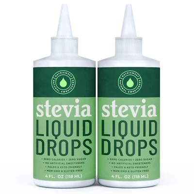 NATRISWEET Nastrisweet Liquid Stevia Drops 4 fl oz 2pack, Plant-Based Keto Sugar Substitute