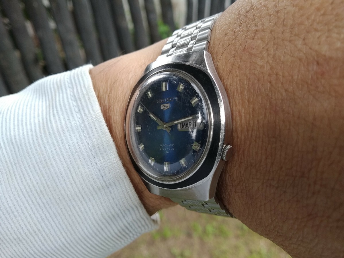 SEIKO AUTOMATIC 7019 8090 RARE SAXE BLUE ORIGINAL CROWN
