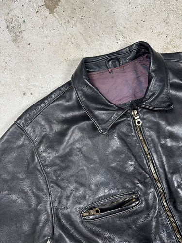 Vintage 90s Flyers Black Leather Jacket Riri Zip Utility rare - Picture 5 of 16